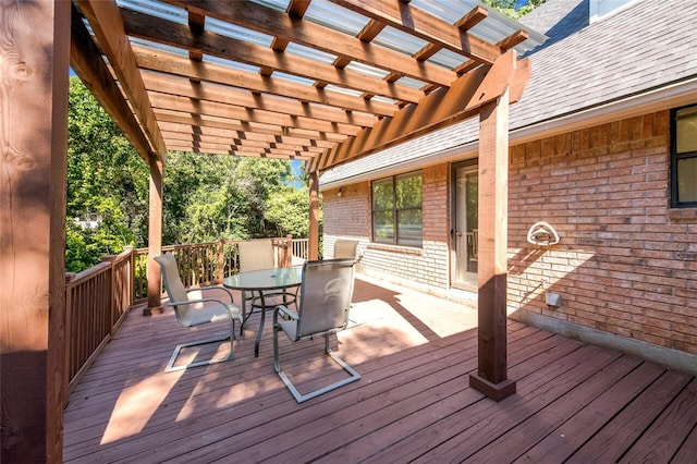 wooden terrace featuring a pergola