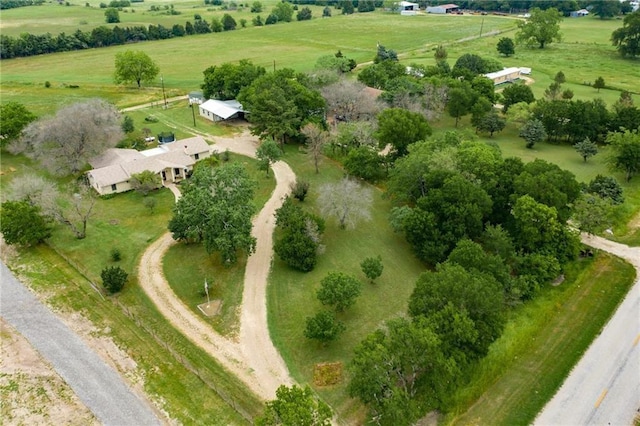 birds eye view of property featuring a rural view