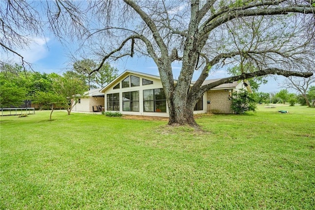 view of yard with a trampoline