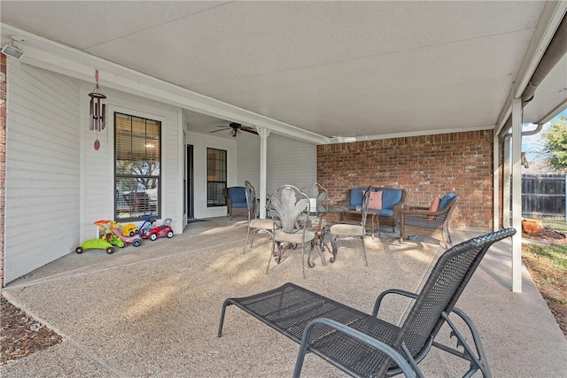 view of patio / terrace with outdoor lounge area and ceiling fan