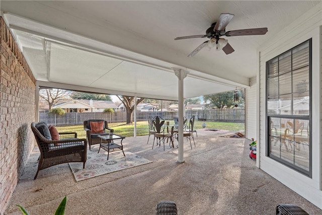 view of patio / terrace with outdoor lounge area and ceiling fan