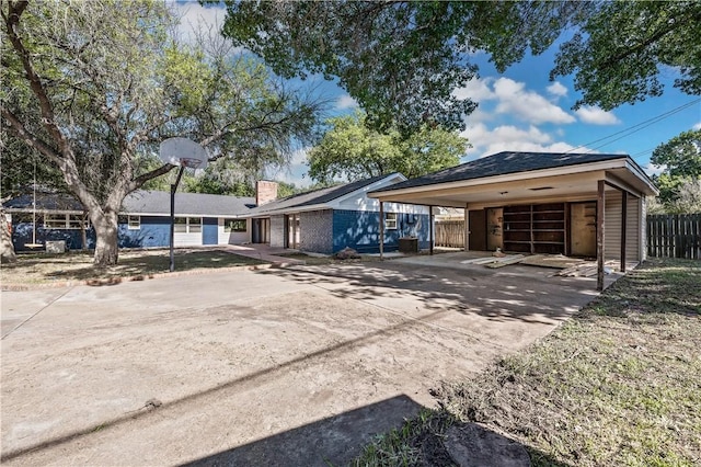 view of single story home