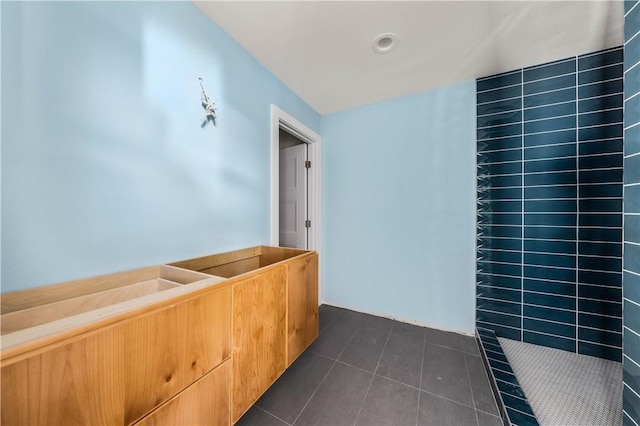 interior space featuring dark tile patterned floors