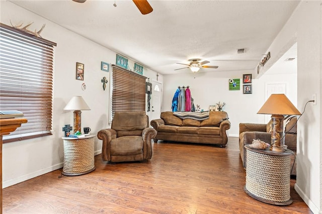 living room with hardwood / wood-style floors