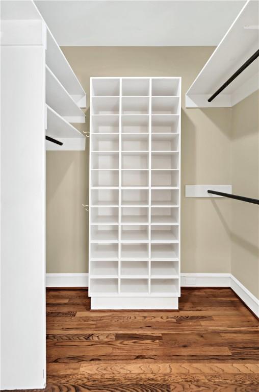 spacious closet with hardwood / wood-style floors