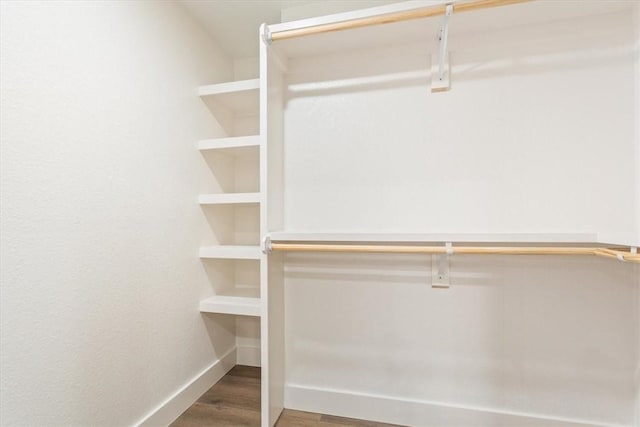 walk in closet with hardwood / wood-style flooring