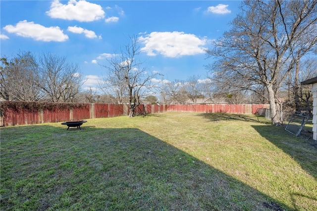 view of yard featuring a fenced backyard