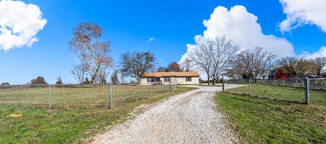 view of street featuring a rural view