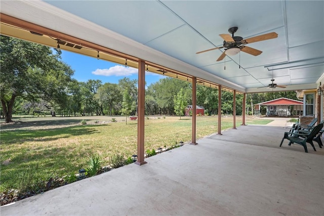 view of patio with ceiling fan