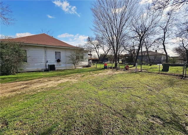 view of yard featuring central AC