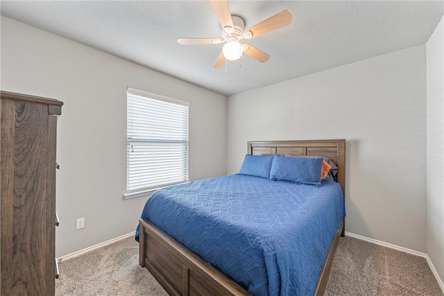 bedroom with carpet flooring and ceiling fan