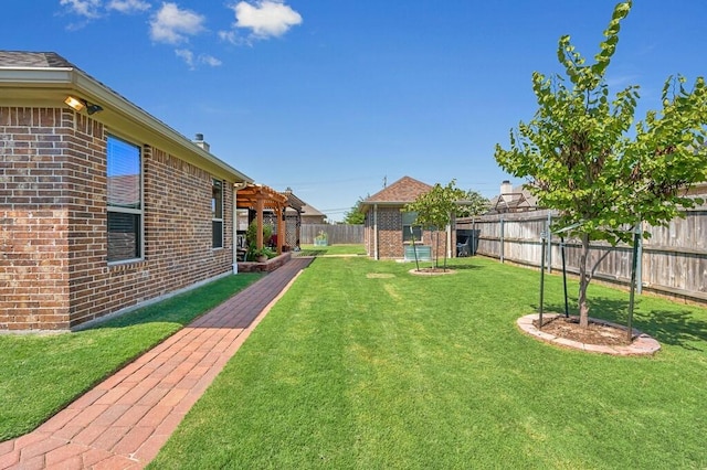 view of yard with a pergola