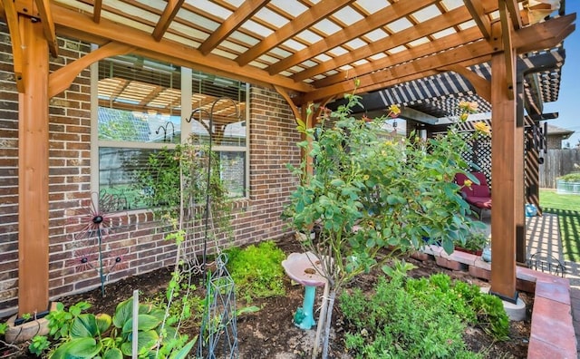 view of patio featuring a pergola