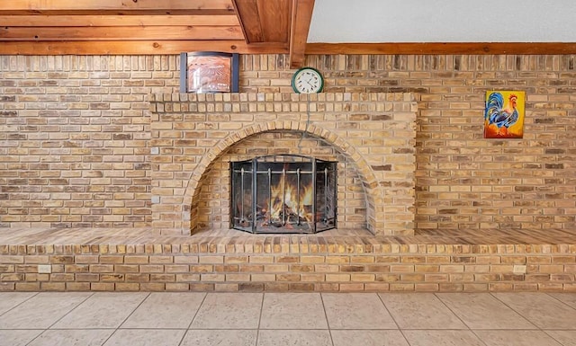 interior details featuring a fireplace