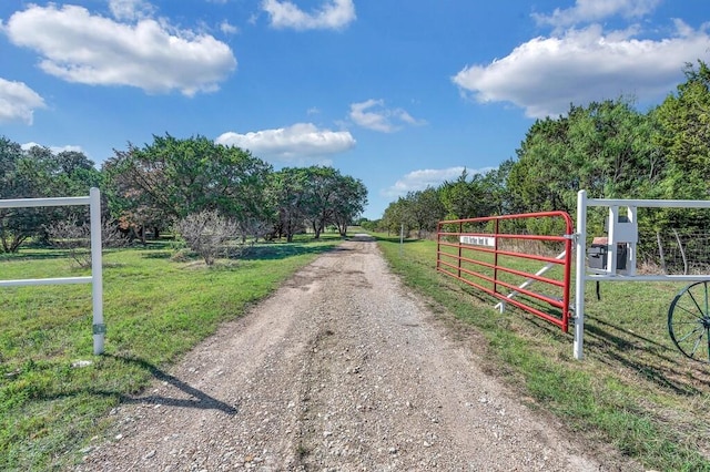 view of road with a rural view