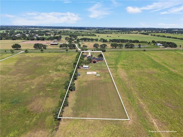 drone / aerial view with a rural view