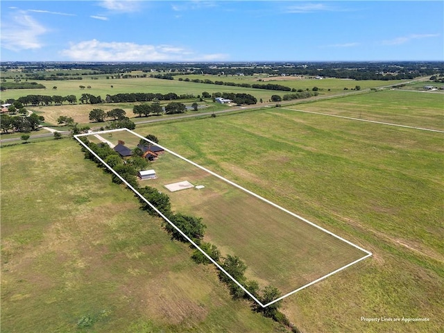 aerial view featuring a rural view