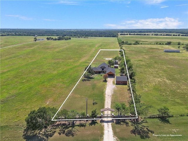 bird's eye view with a rural view