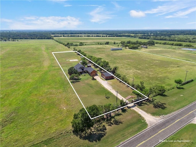 drone / aerial view with a rural view