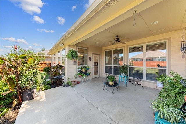 view of patio / terrace with ceiling fan