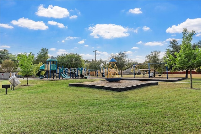 view of play area featuring a yard