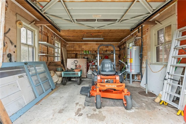 garage featuring gas water heater