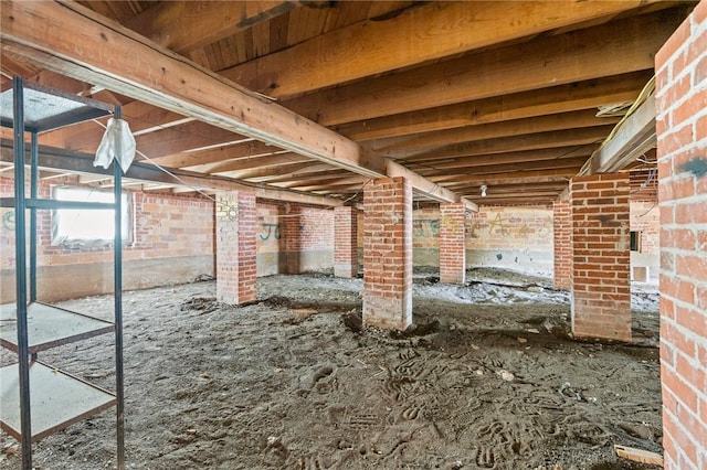 interior space with brick wall