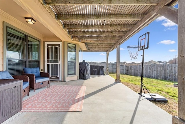 view of patio with a fenced backyard