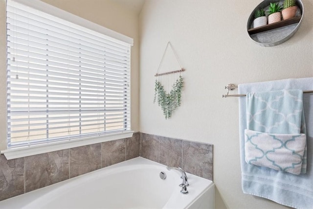 bathroom featuring a garden tub