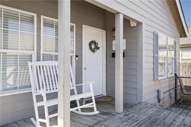 entrance to property with a porch