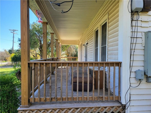 deck with covered porch