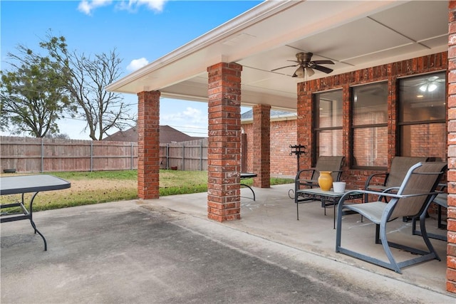 view of patio with ceiling fan