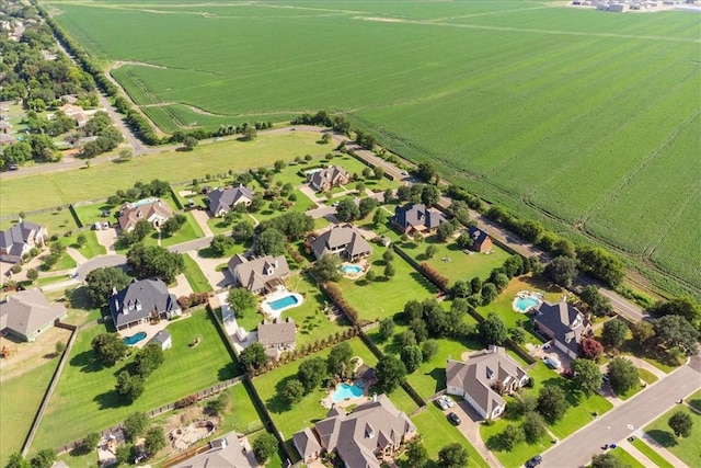 birds eye view of property with a rural view