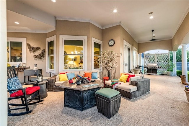 view of patio / terrace featuring outdoor lounge area and area for grilling