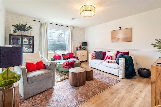 living room with hardwood / wood-style flooring