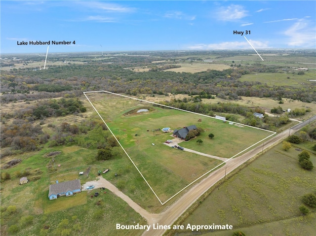 aerial view with a rural view