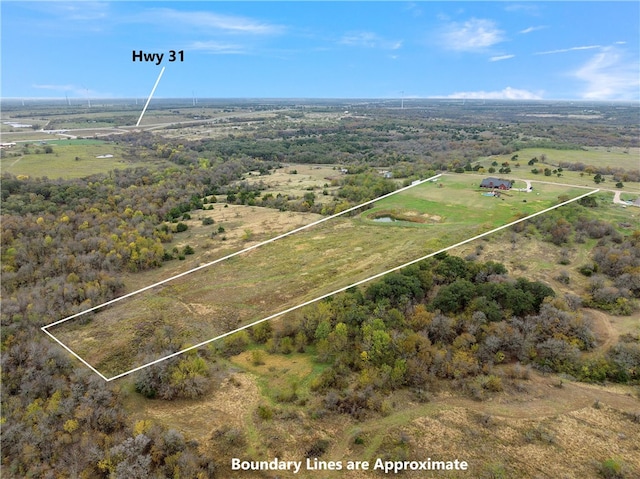 drone / aerial view featuring a rural view