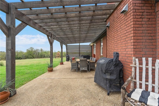 view of patio / terrace featuring a pergola