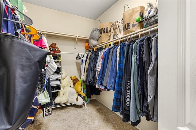 spacious closet with carpet flooring