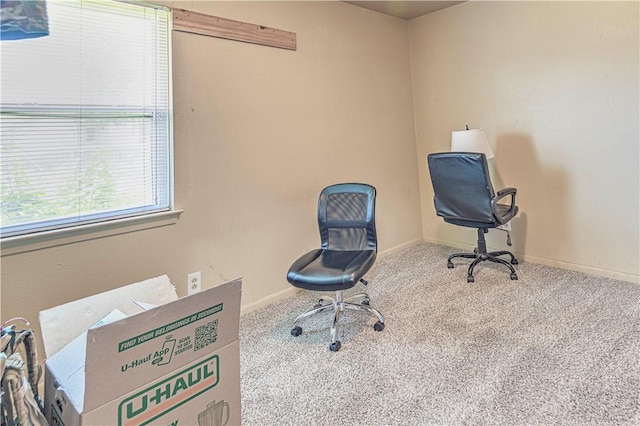 view of carpeted home office