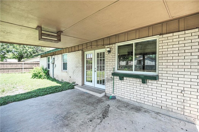 view of patio featuring french doors