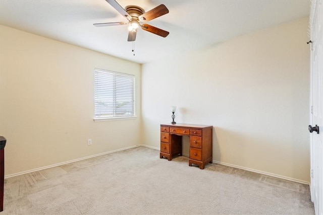 interior space featuring ceiling fan