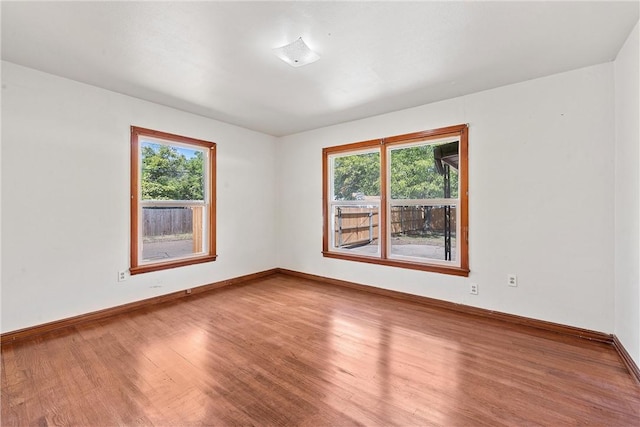 empty room with hardwood / wood-style flooring and a wealth of natural light