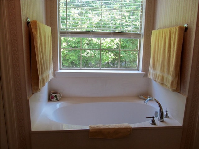 bathroom with a bath and a healthy amount of sunlight