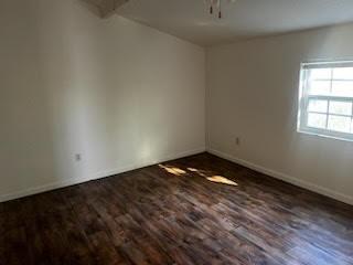 unfurnished room featuring dark wood-type flooring