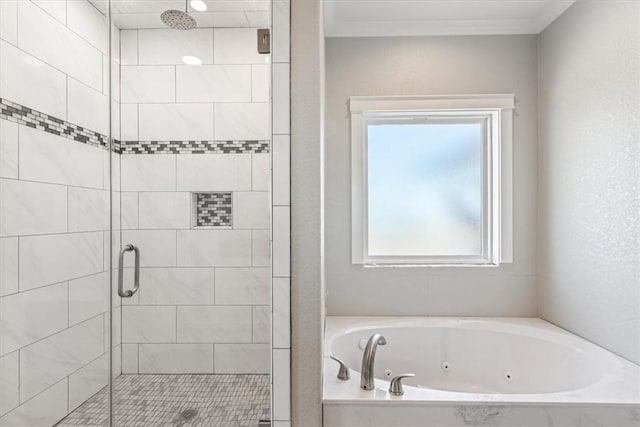 bathroom with independent shower and bath