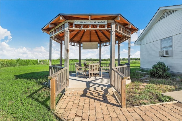 view of patio featuring a gazebo and cooling unit