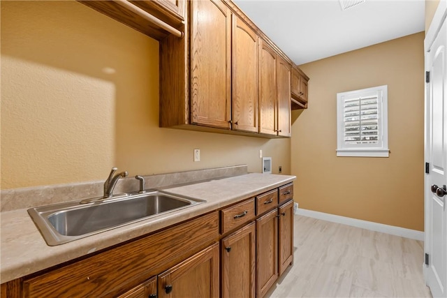 kitchen featuring light hardwood / wood-style floors and sink