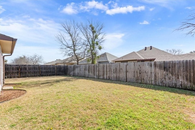 view of yard featuring a fenced backyard