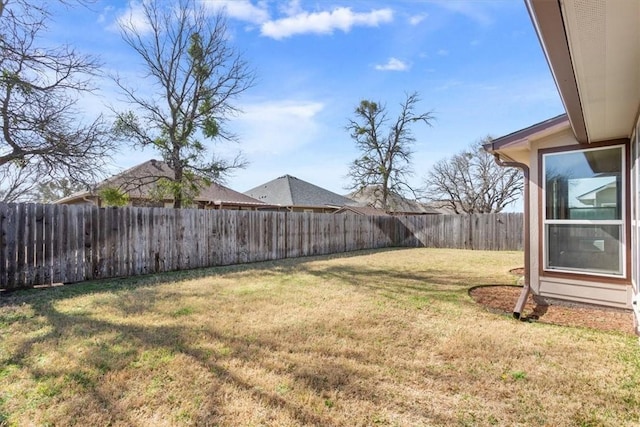 view of yard featuring a fenced backyard